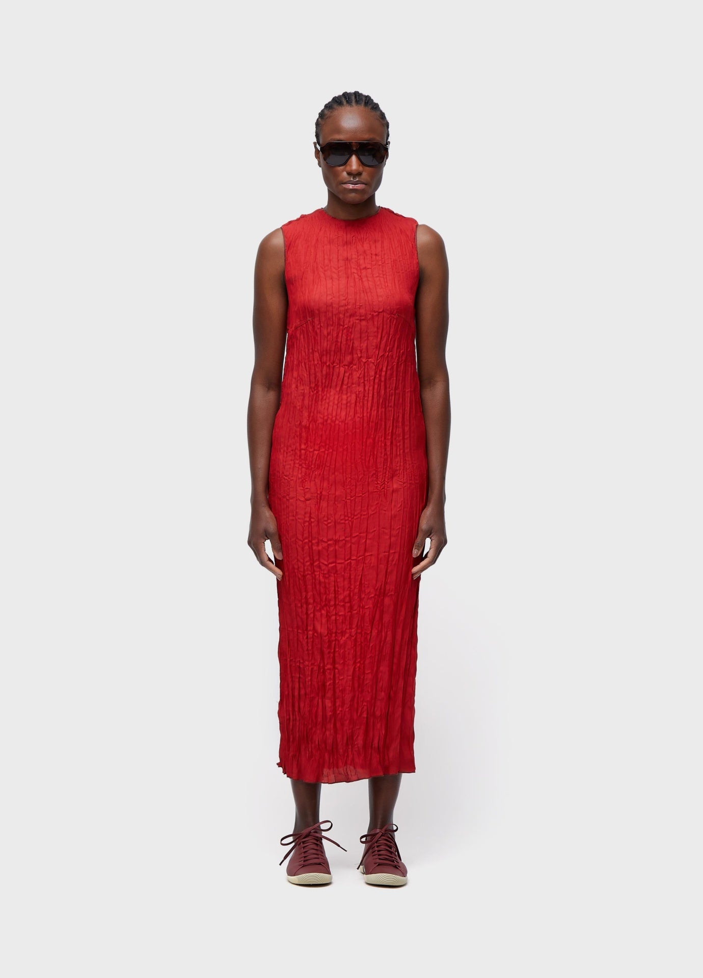 Vestido Sleeveless Wrinkled Satin Double Face Osklen