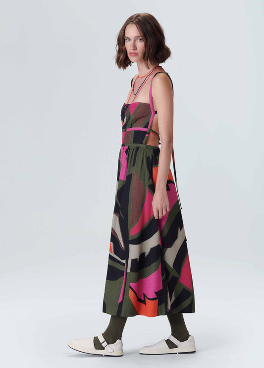 Vestido Folhagem midi Osklen