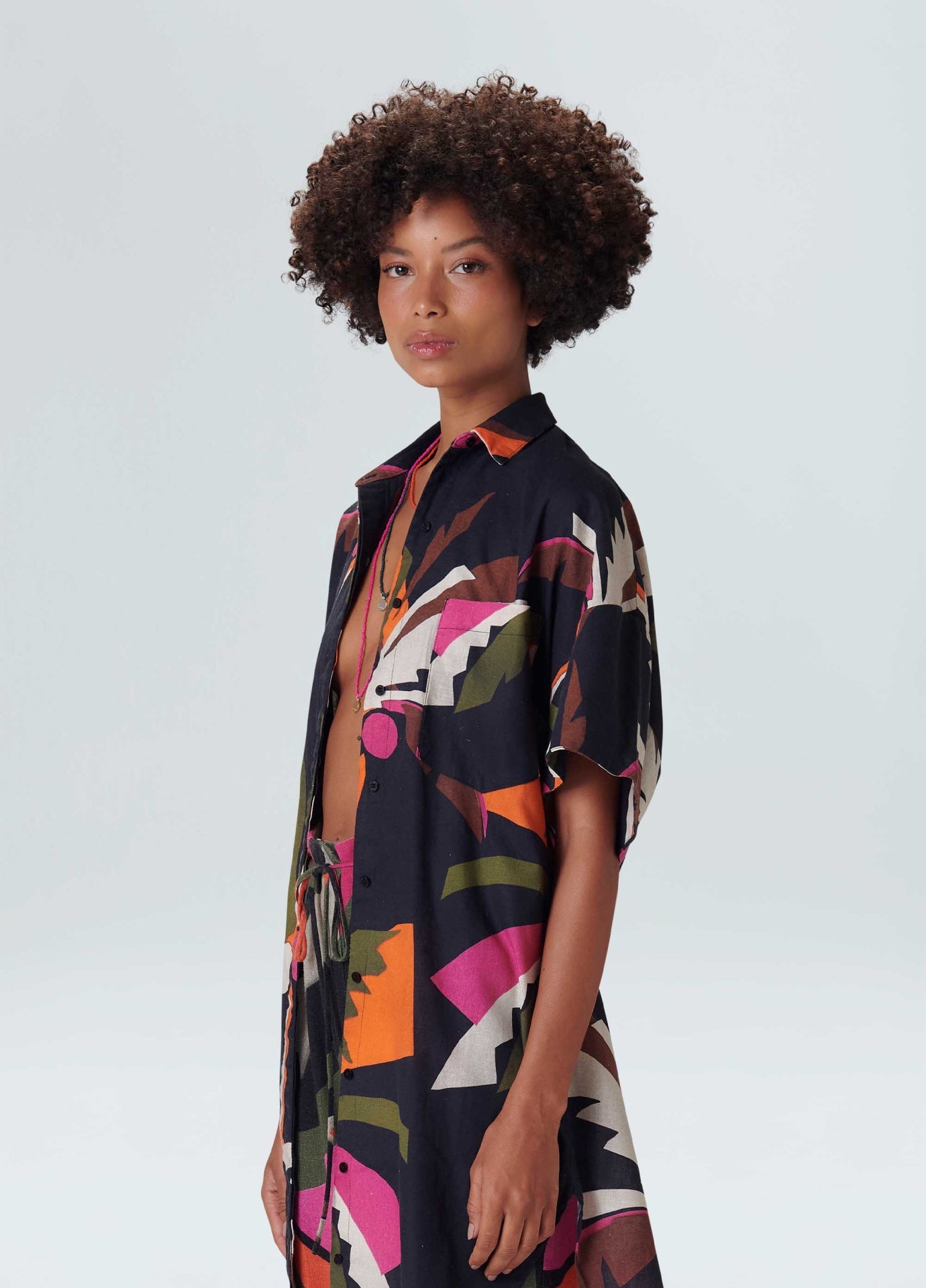 Vestido Chemise Coqueiro Curto Osklen