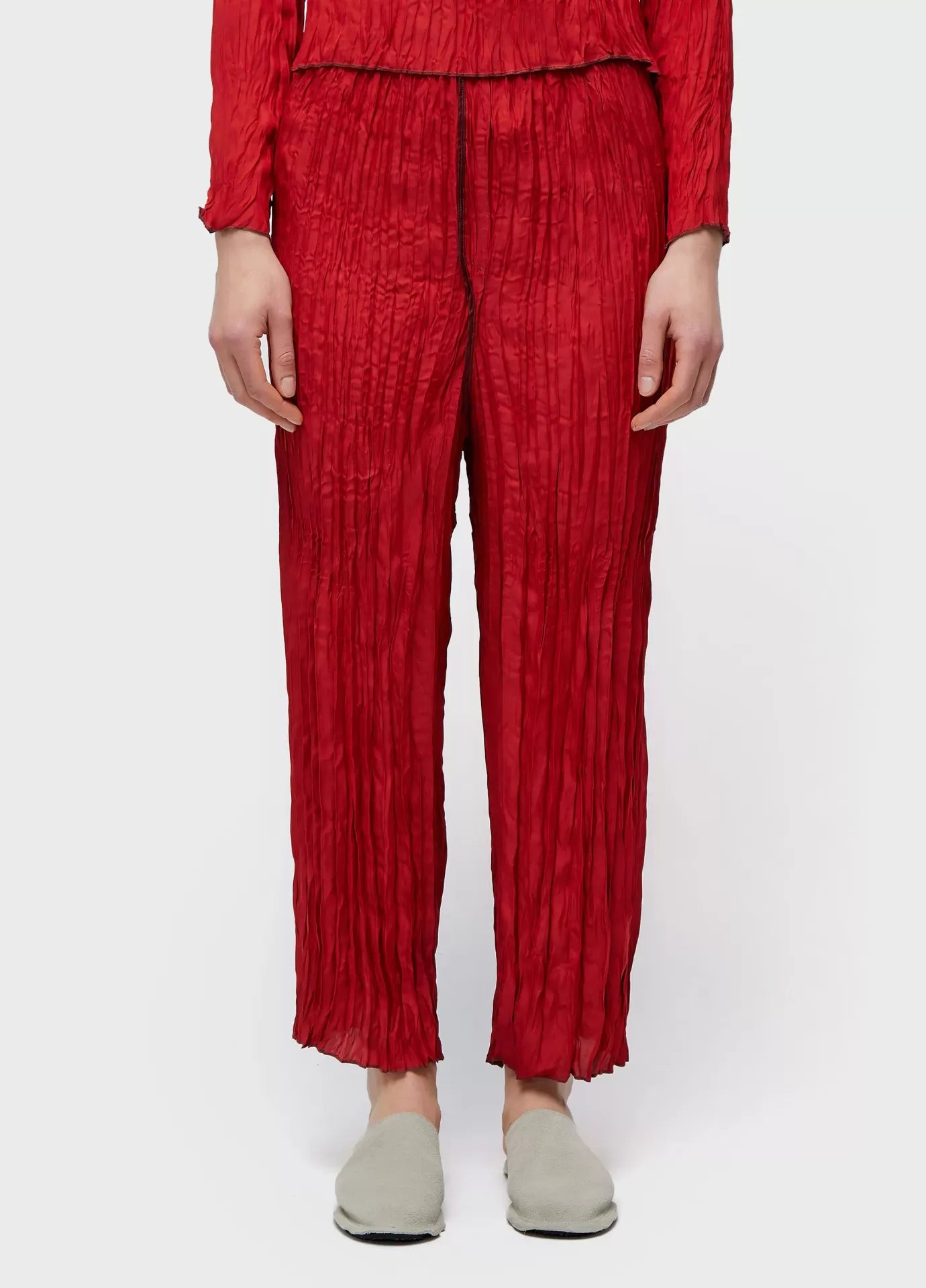 Calça Reta Wrinkled Satin Double Face Osklen