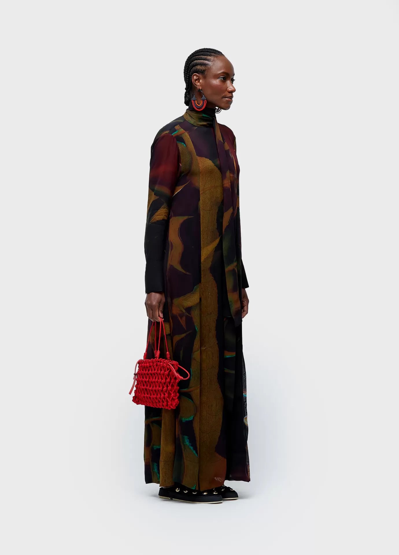 Vestido Gola Longo Glitch Rose Osklen