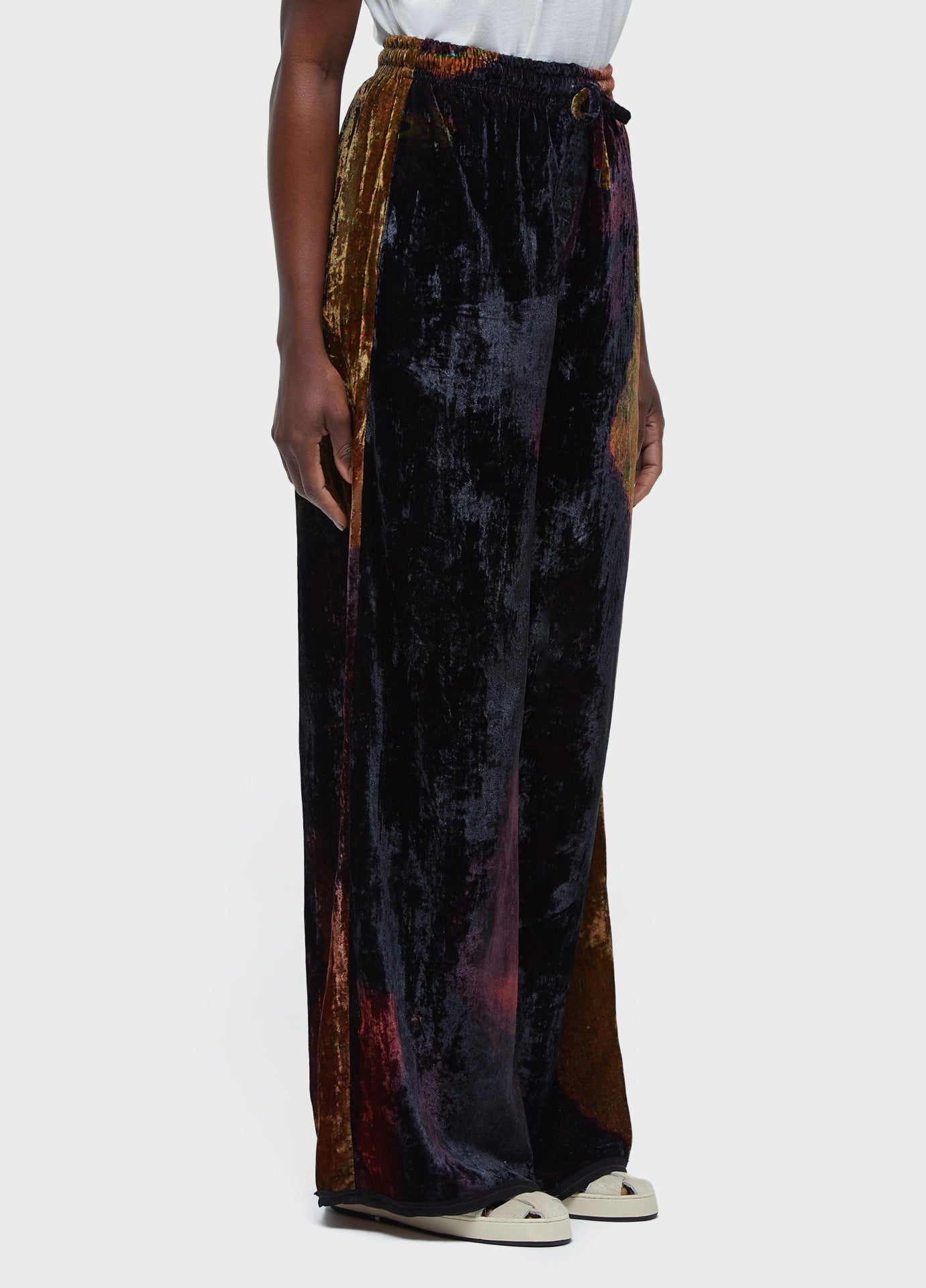 Calça Reta Velvet Glitch Rose Osklen