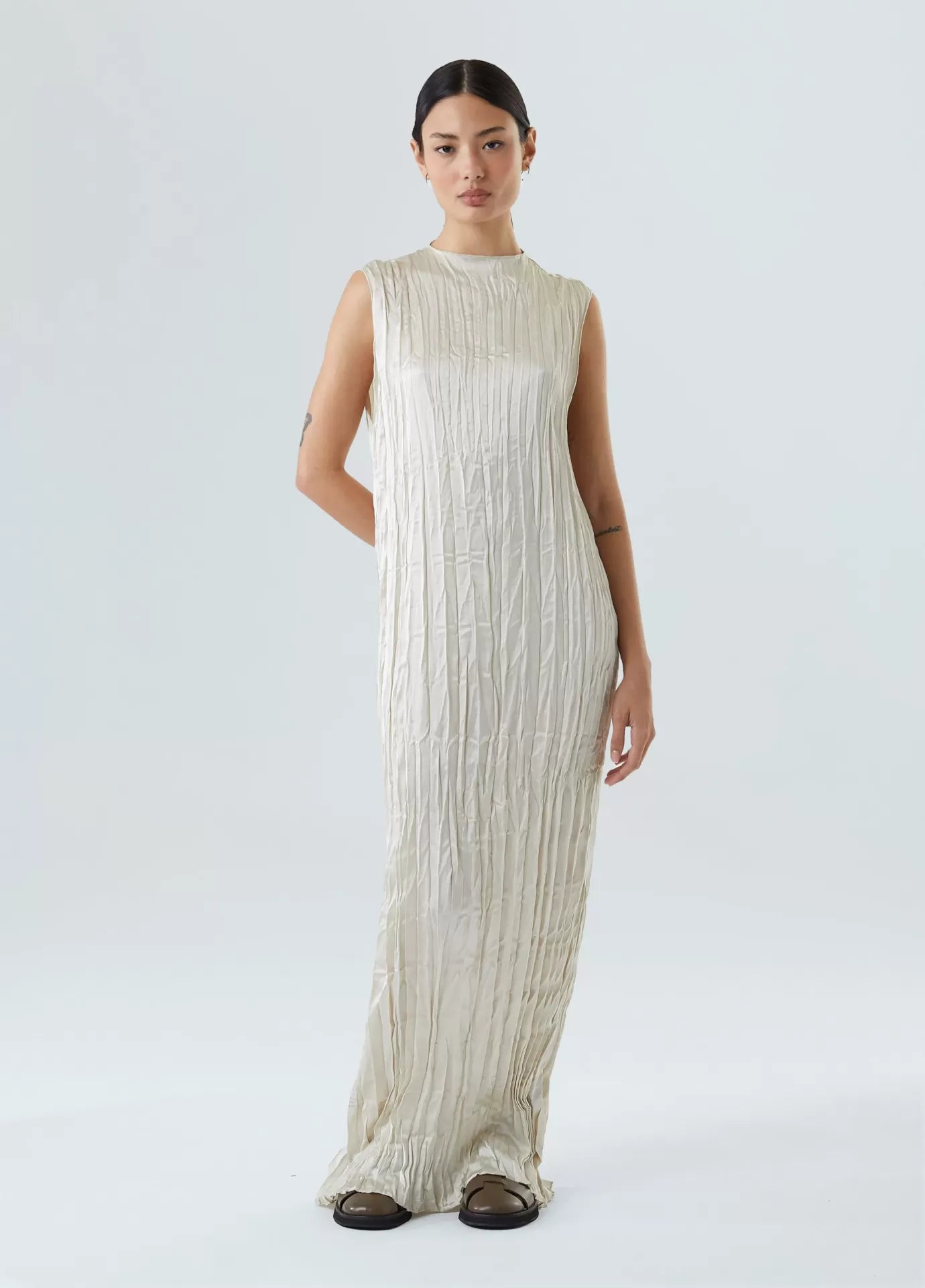 Vestido Wrinkled Satin Double Face Osklen