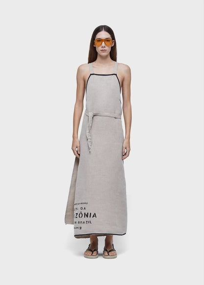 Vestido transpasse juta long double face