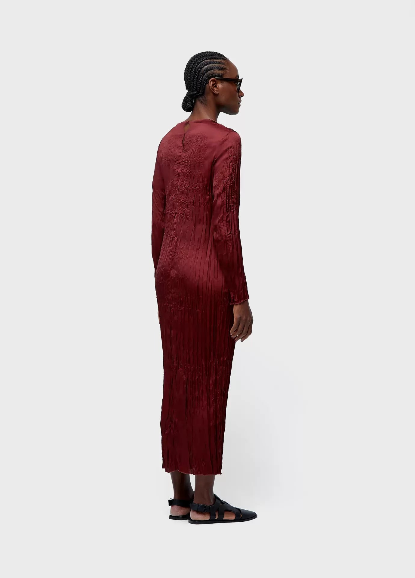 Vestido Longo Wrinkled Satin Double Face Osklen