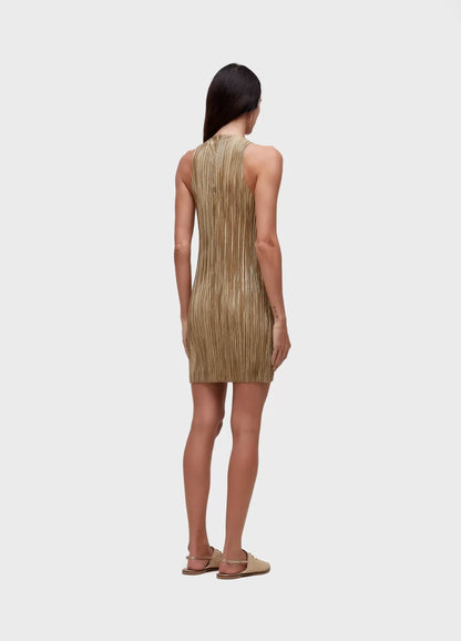 Vestido Raglan Curto Plissado Gold Osklen