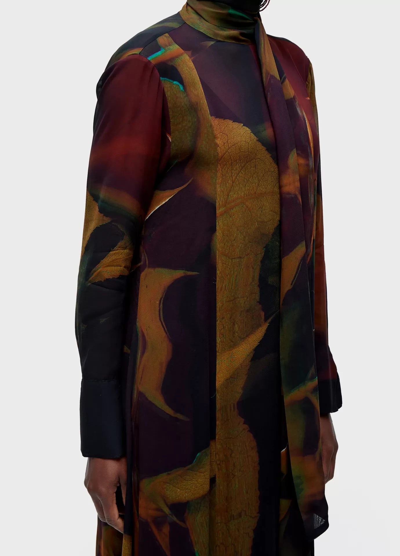 Vestido Gola Longo Glitch Rose Osklen