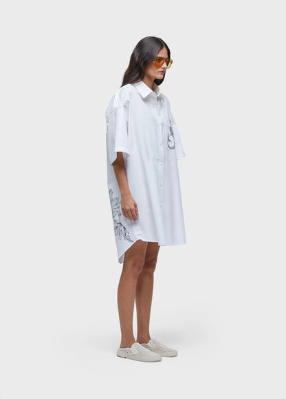 Vestido chemise curto siren off
