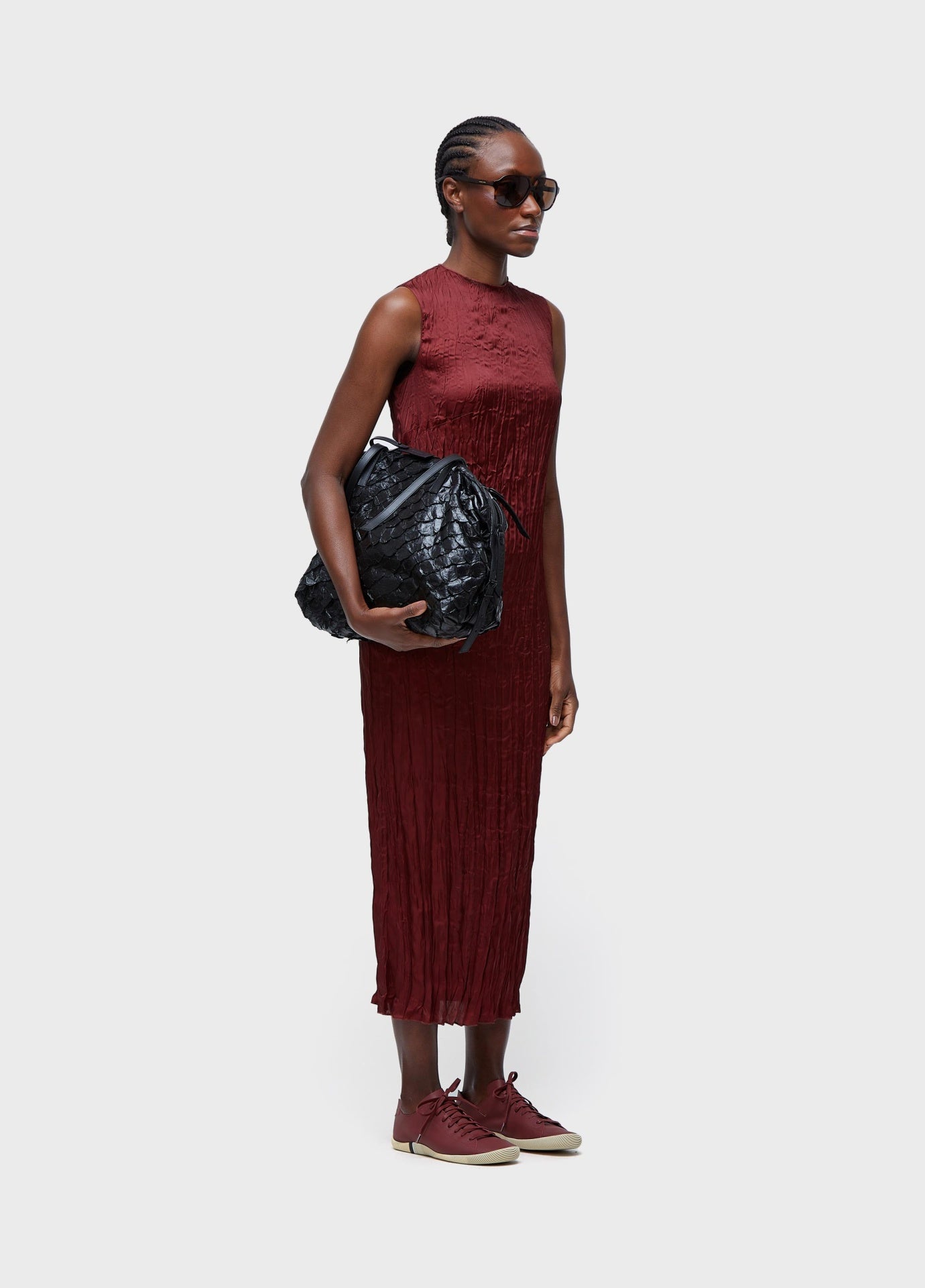 Vestido Sleeveless Wrinkled Satin Double Face Osklen