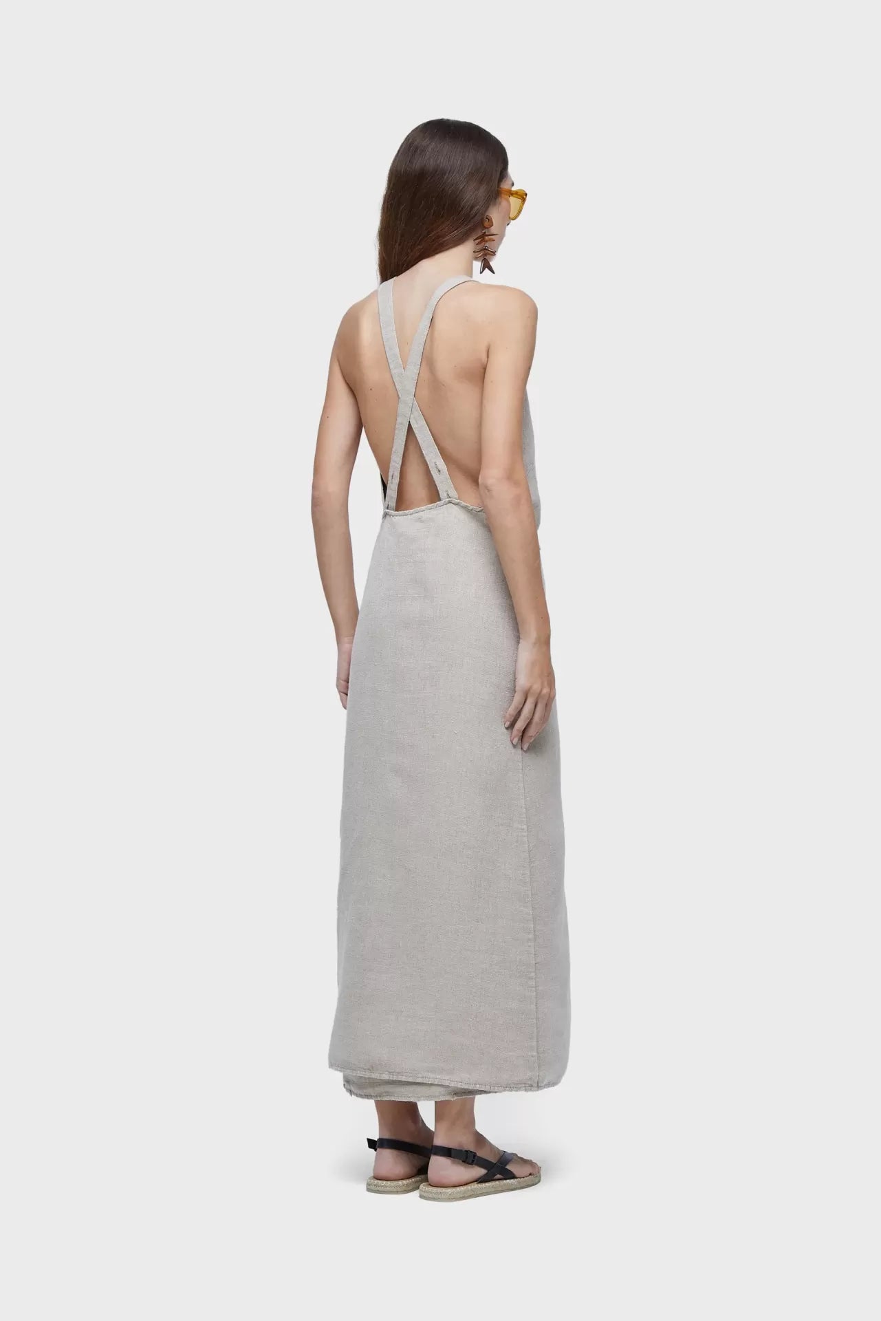 Vestido transpasse juta long double face