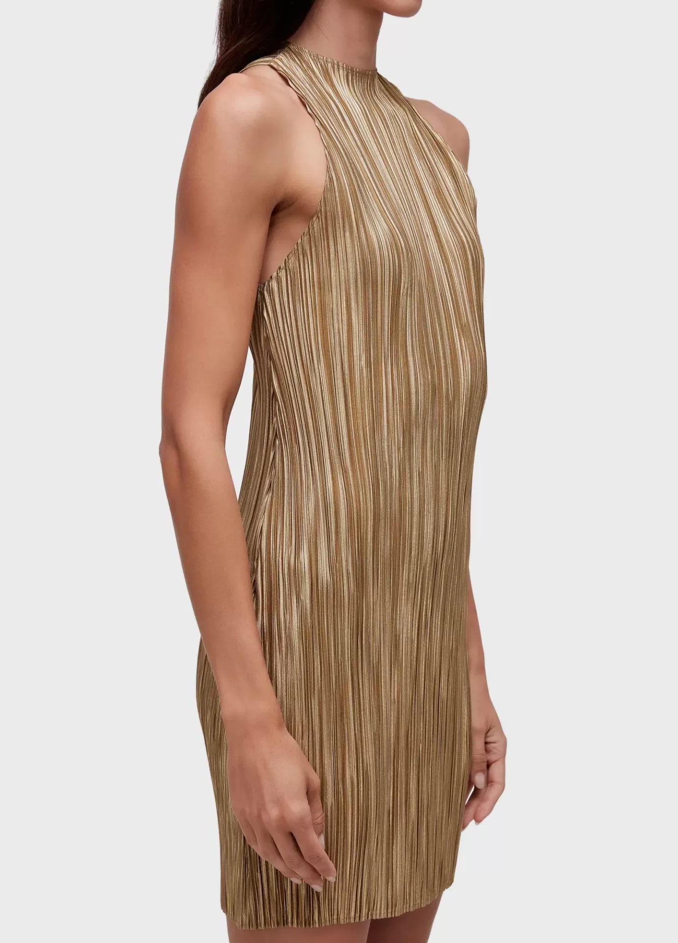 Vestido Raglan Curto Plissado Gold Osklen
