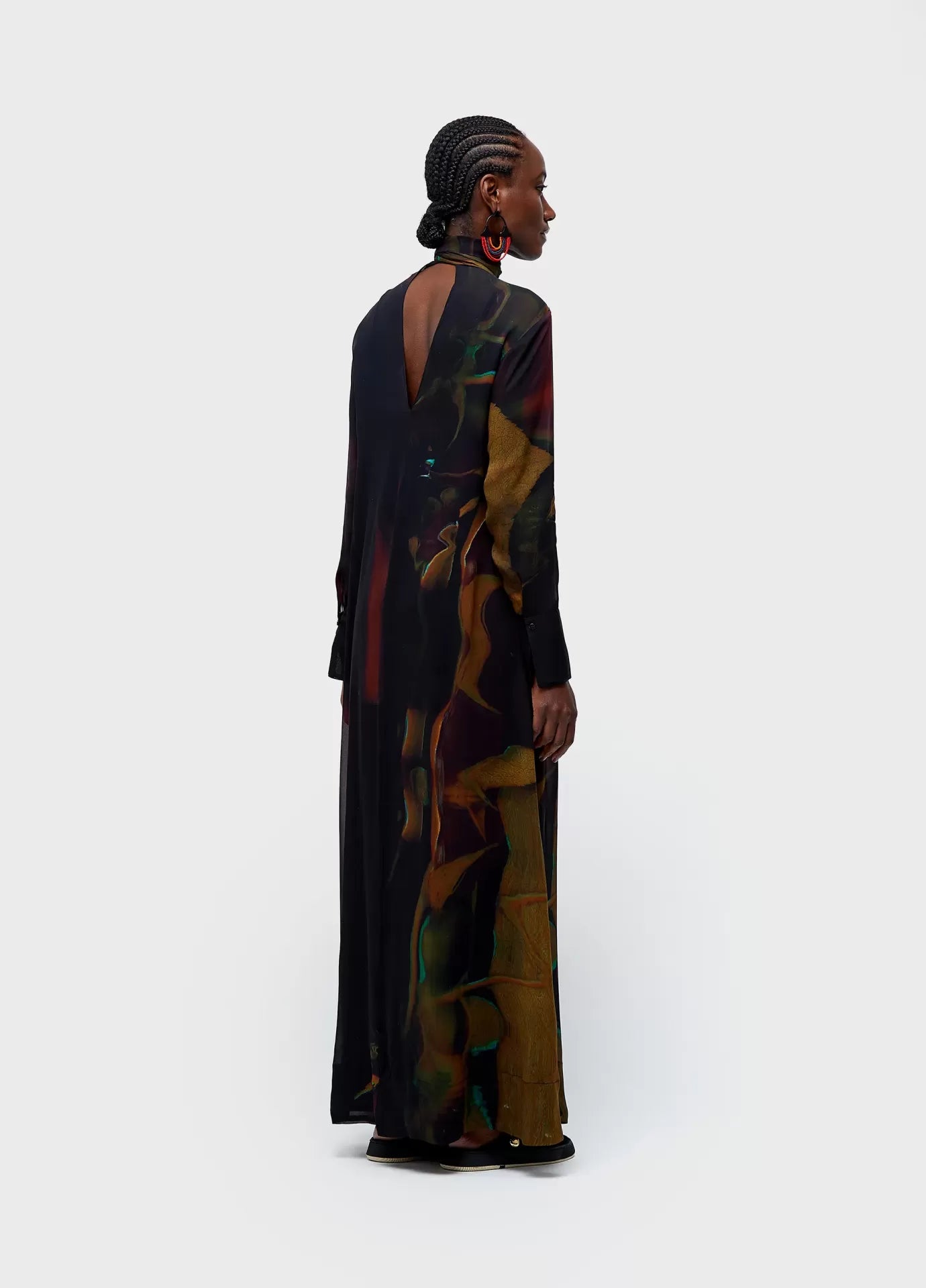 Vestido Gola Longo Glitch Rose Osklen