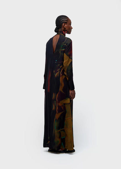 Vestido Gola Longo Glitch Rose Osklen