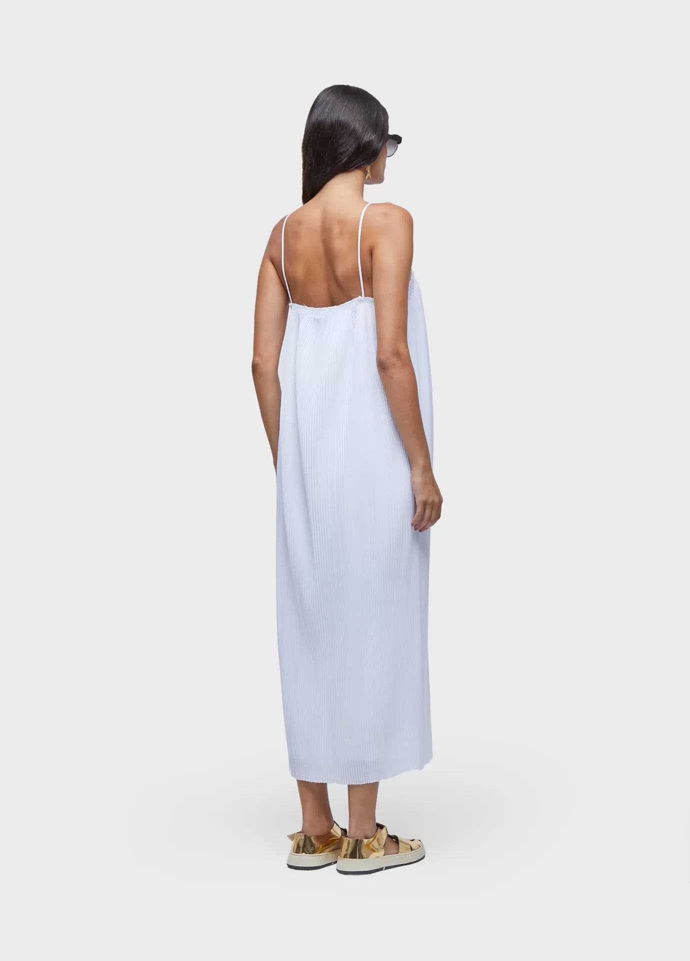 Vestido alças plissado