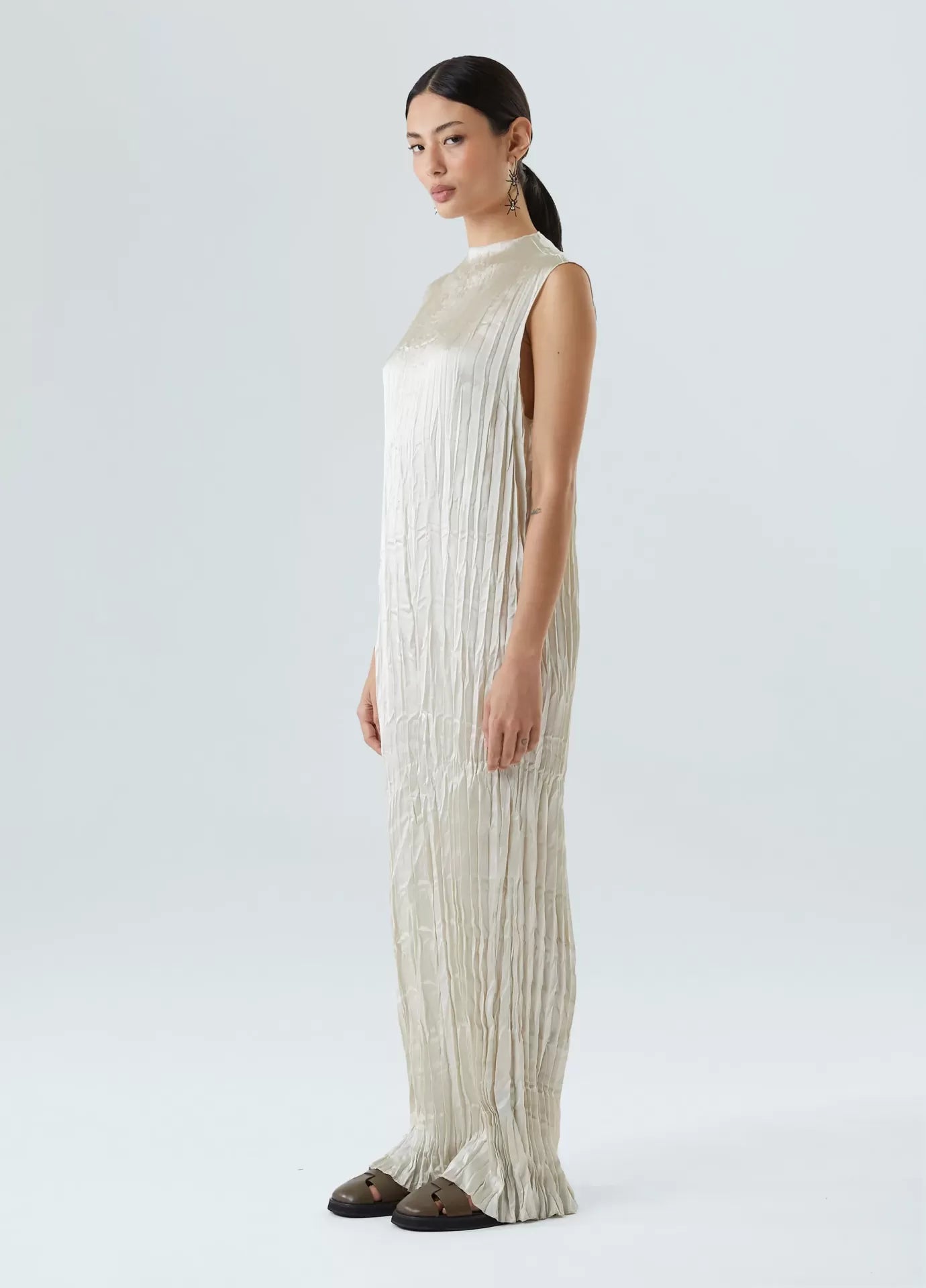 Vestido Wrinkled Satin Double Face Osklen