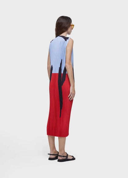 Vestido long plissado fiery