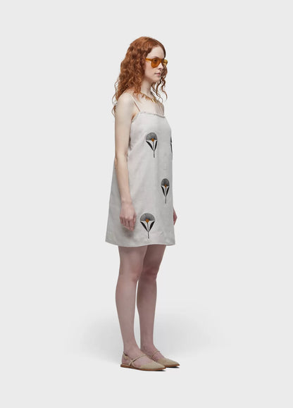 Vestido Alça Reto Bordado Sunflower Osklen