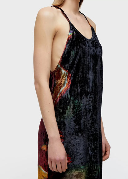 Vestido Alças Velvet Glitch Rose Osklen