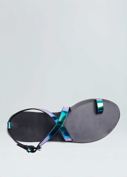 Sandália Flat Straps Holográfica