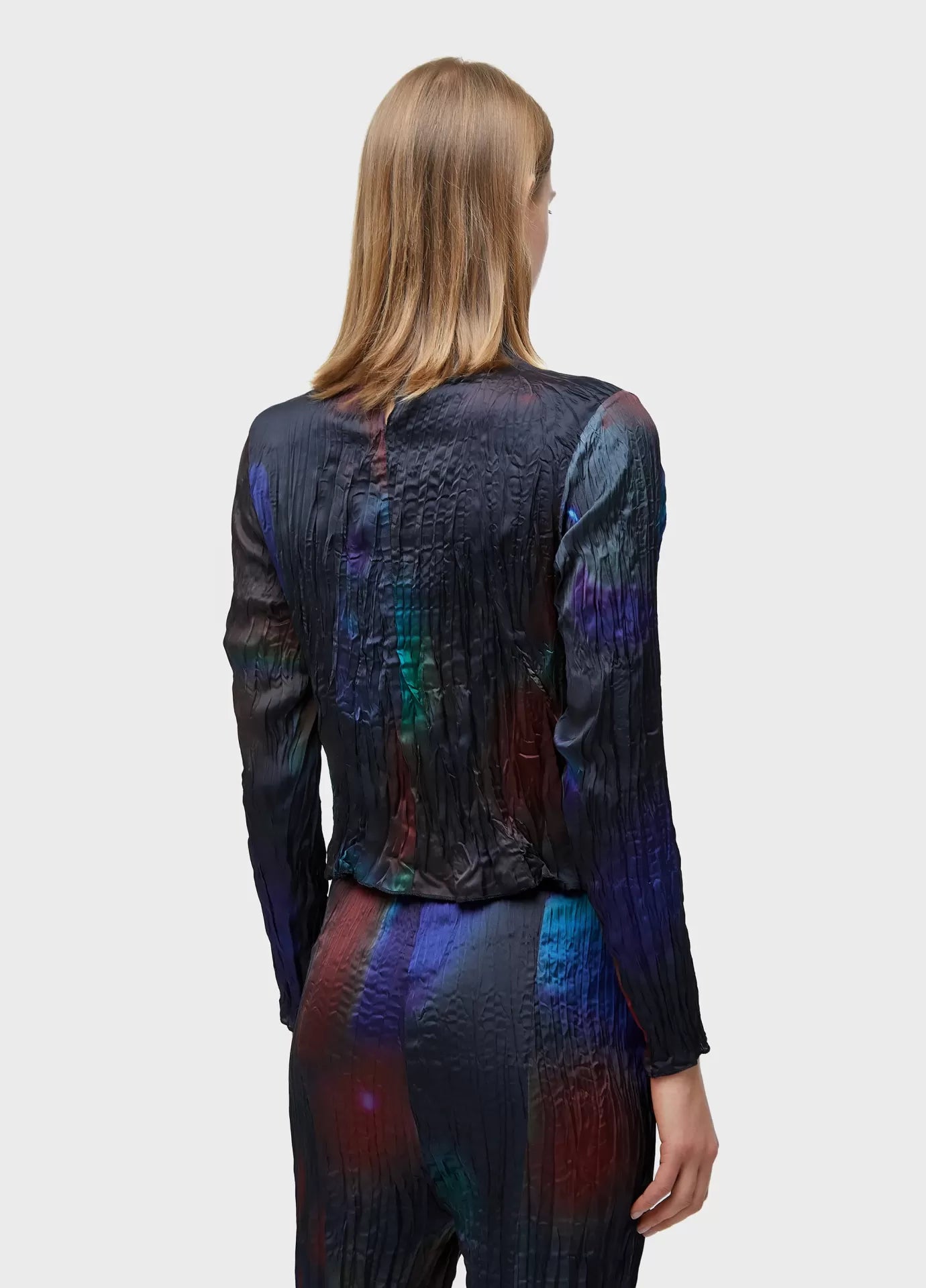 Blusa Wrinkled Satin Rose Blur Double Face Osklen