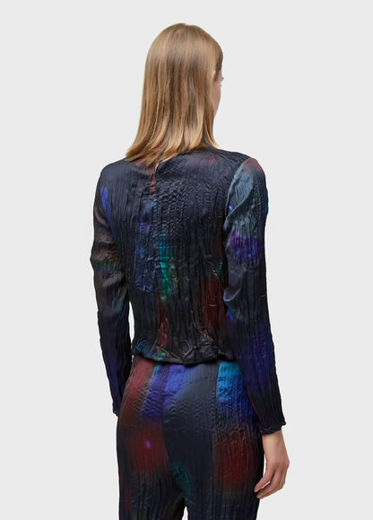Blusa Wrinkled Satin Rose Blur Double Face Osklen