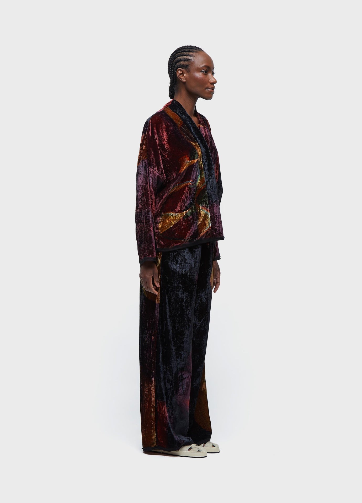 Calça Reta Velvet Glitch Rose Osklen
