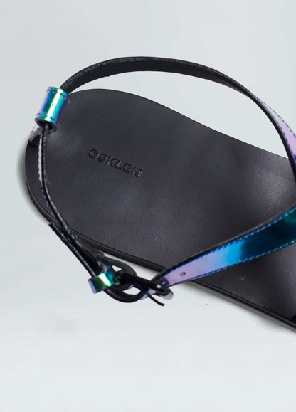 Sandália Flat Straps Holográfica
