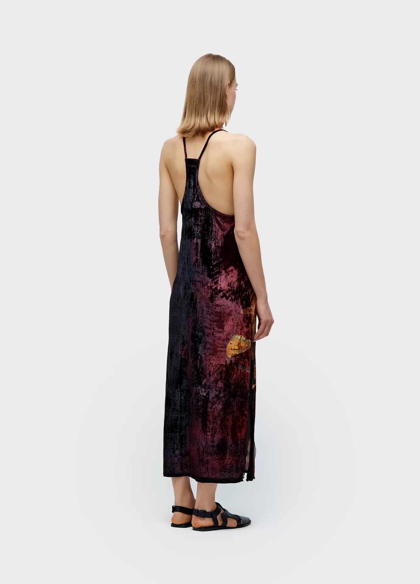 Vestido Alças Velvet Glitch Rose Osklen