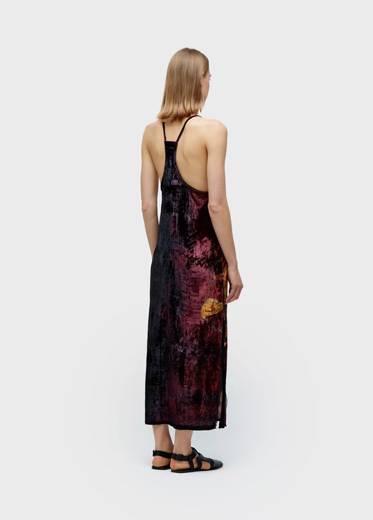 Vestido Alças Velvet Glitch Rose Osklen