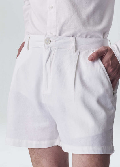 Short Fluid Linen Pleats
