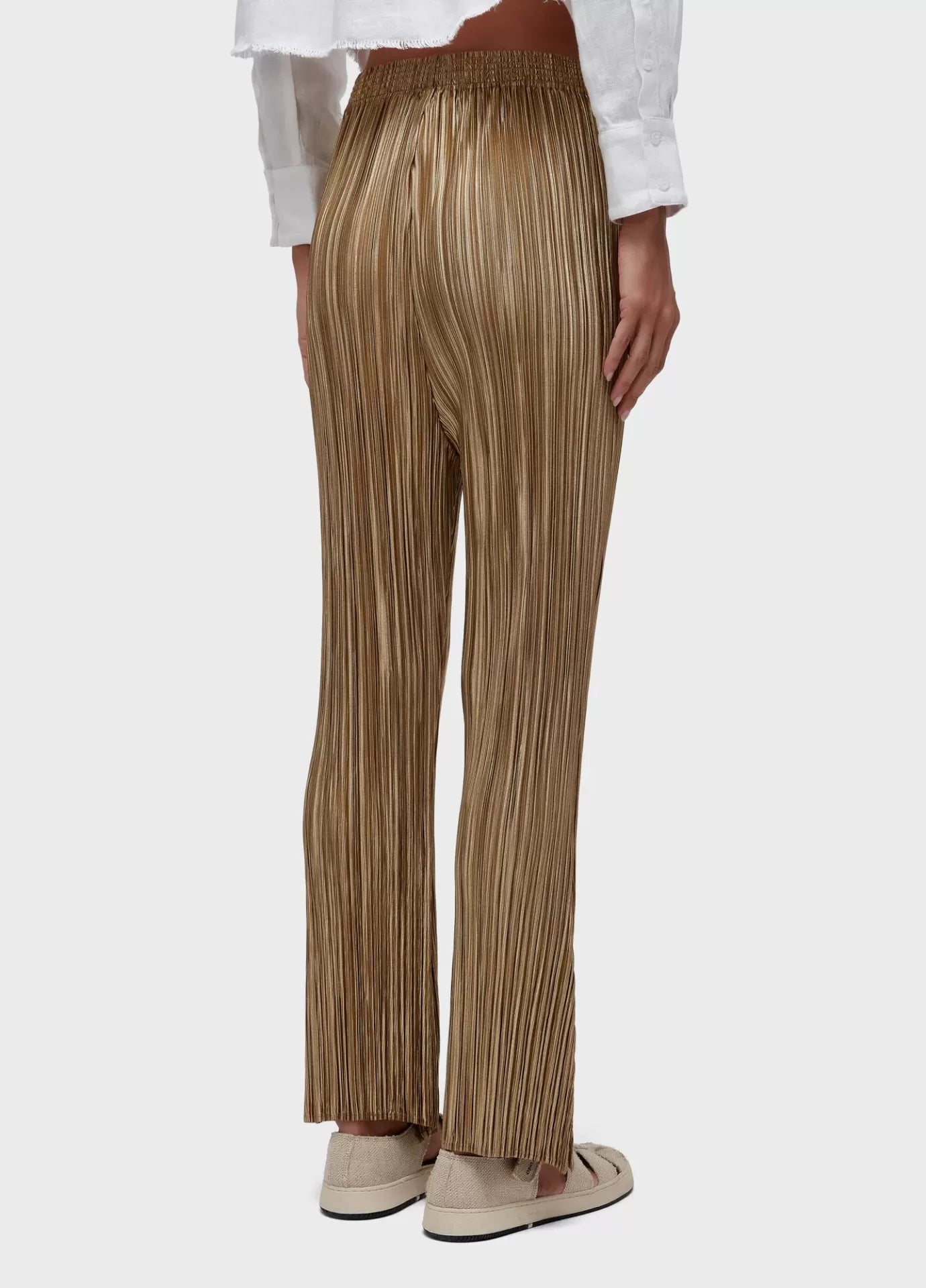 Calça Reta Plisse Gold Osklen