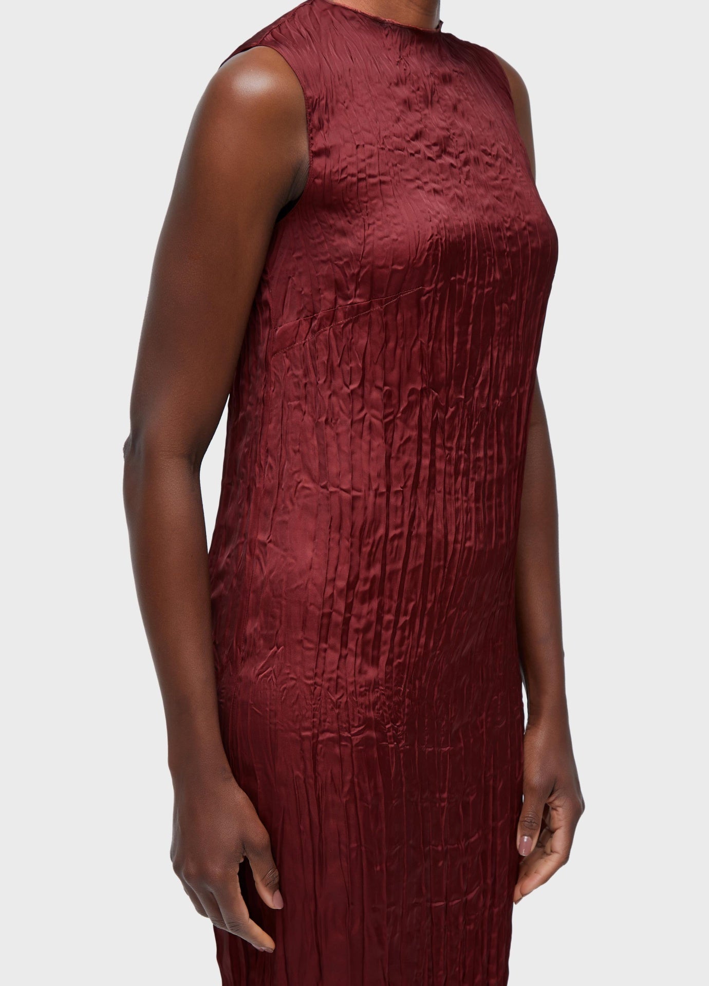 Vestido Sleeveless Wrinkled Satin Double Face Osklen