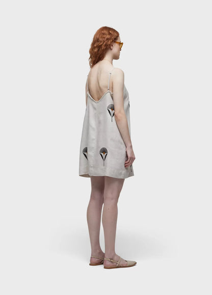 Vestido Alça Reto Bordado Sunflower Osklen